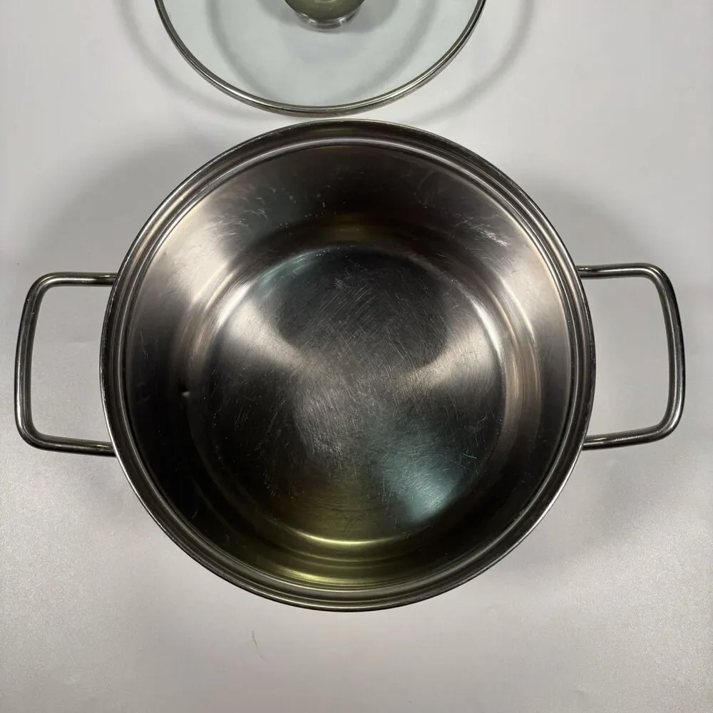 Williams Sonoma 4 Quart Stainless Steel Soup Pot Saucepan Lid KIM Korea Qt Dutch
